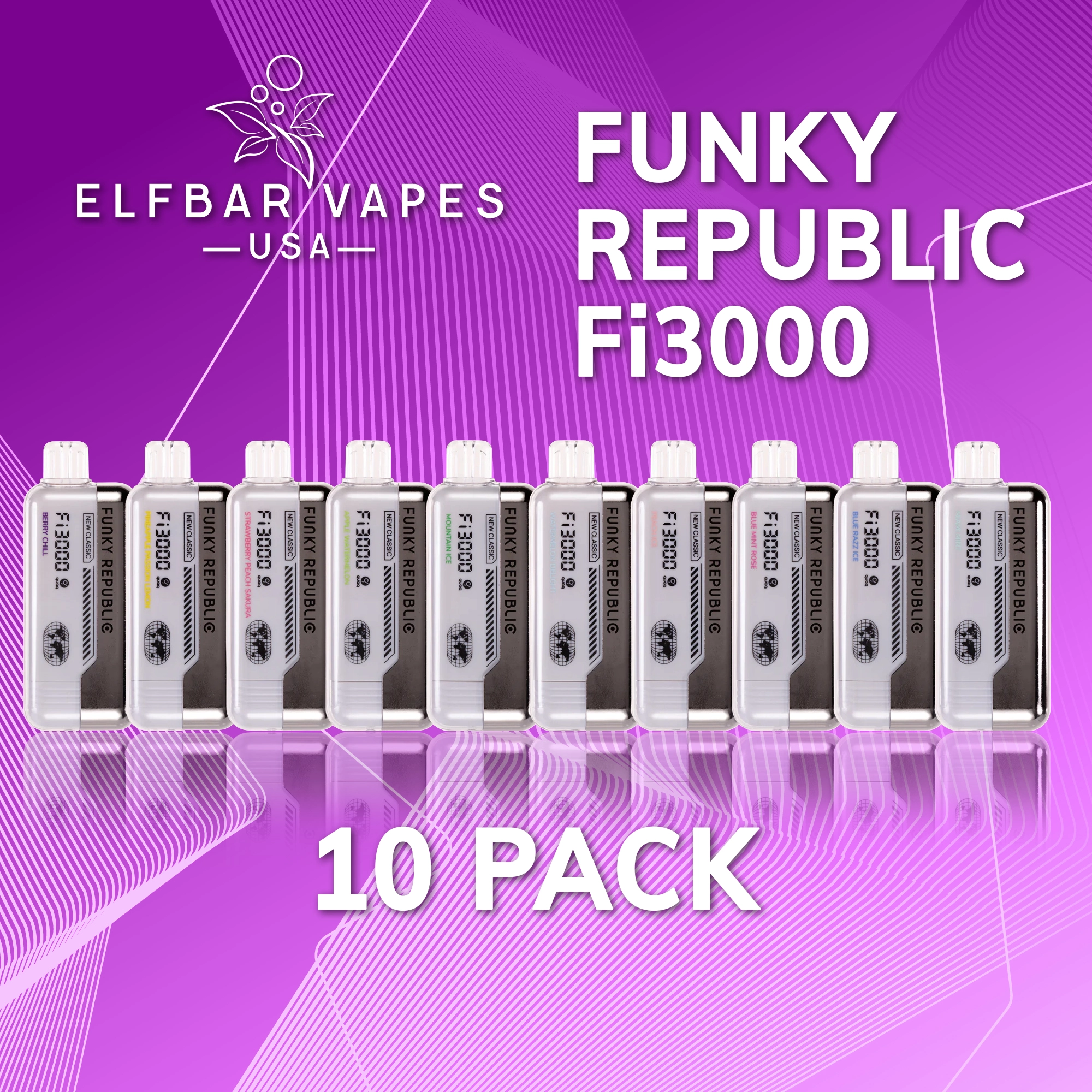 Funky Republic Fi3000 Disposable Vape 10 Pack Elf Bar Vapes