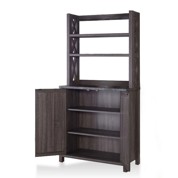 Figg Rustic Wood Multi-shelf Microwave Cabinet by Furniture of America