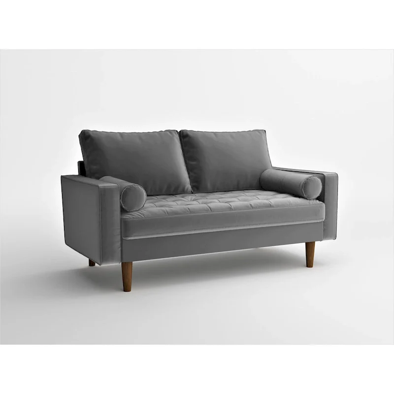 Faux Leather Mid-Century Loveseat – 2-Seat, Multiple Colors