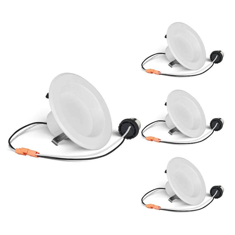 Bulbrite Pack of (4) 12 Watt 4  Integrated LED Recessed Downlight with E26 Quick Connect Adapter - multi