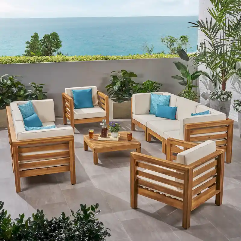 Oana Outdoor 8-seat Acacia Sofa and Club Chair Set by Christopher Knight Home
