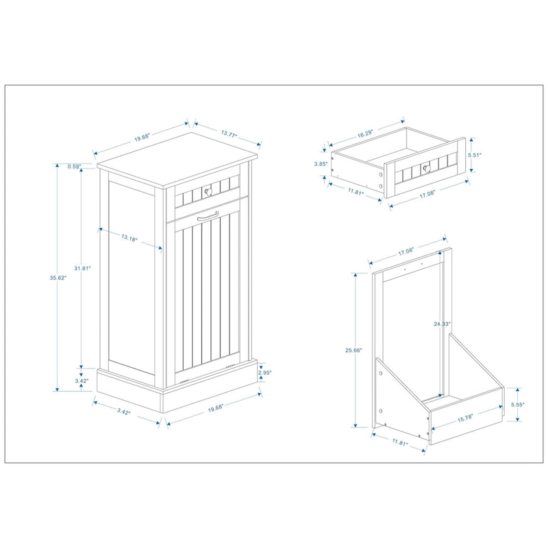One Drawers and One-Compartment Tilt-Out Trash Cabinet Kitchen Trash Cabinet-White