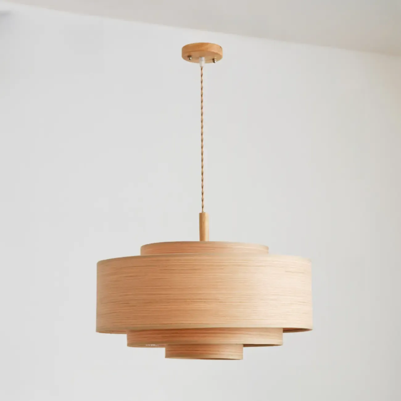 3 Tiers Solid Wood Pendant Lighting Adjustable Height