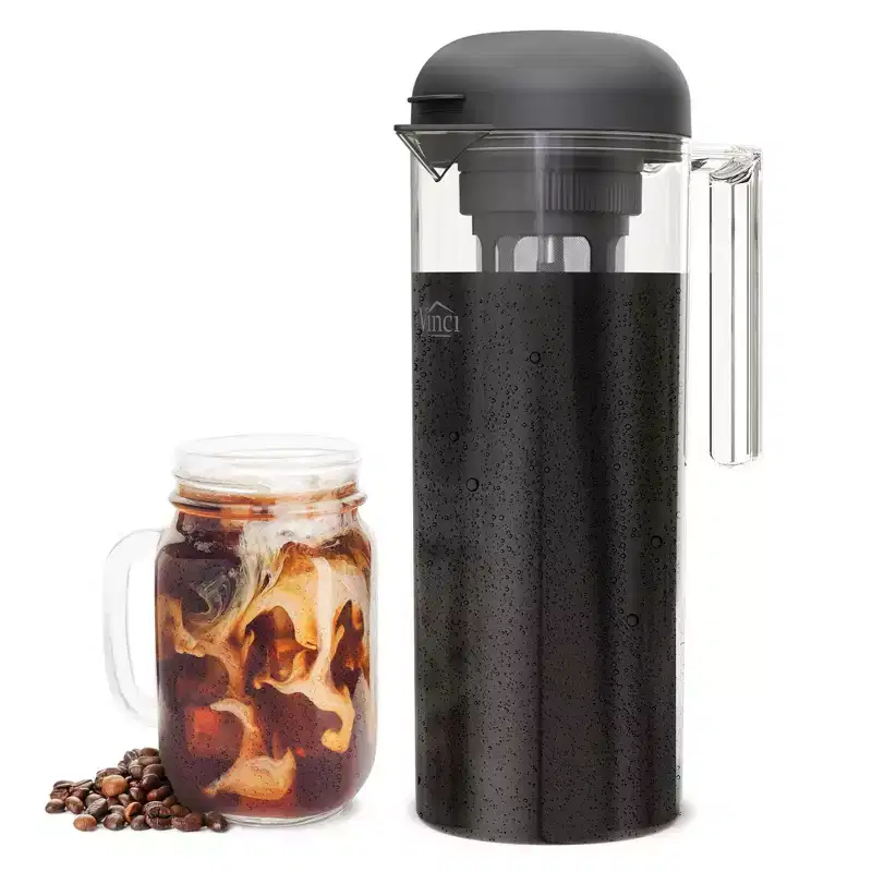 Vinci 1.2L 360 Cold Brew Coffee Maker Black: 5 Cup Capacity, Permanent Screen Filter, Manual Operation, Hand Wash