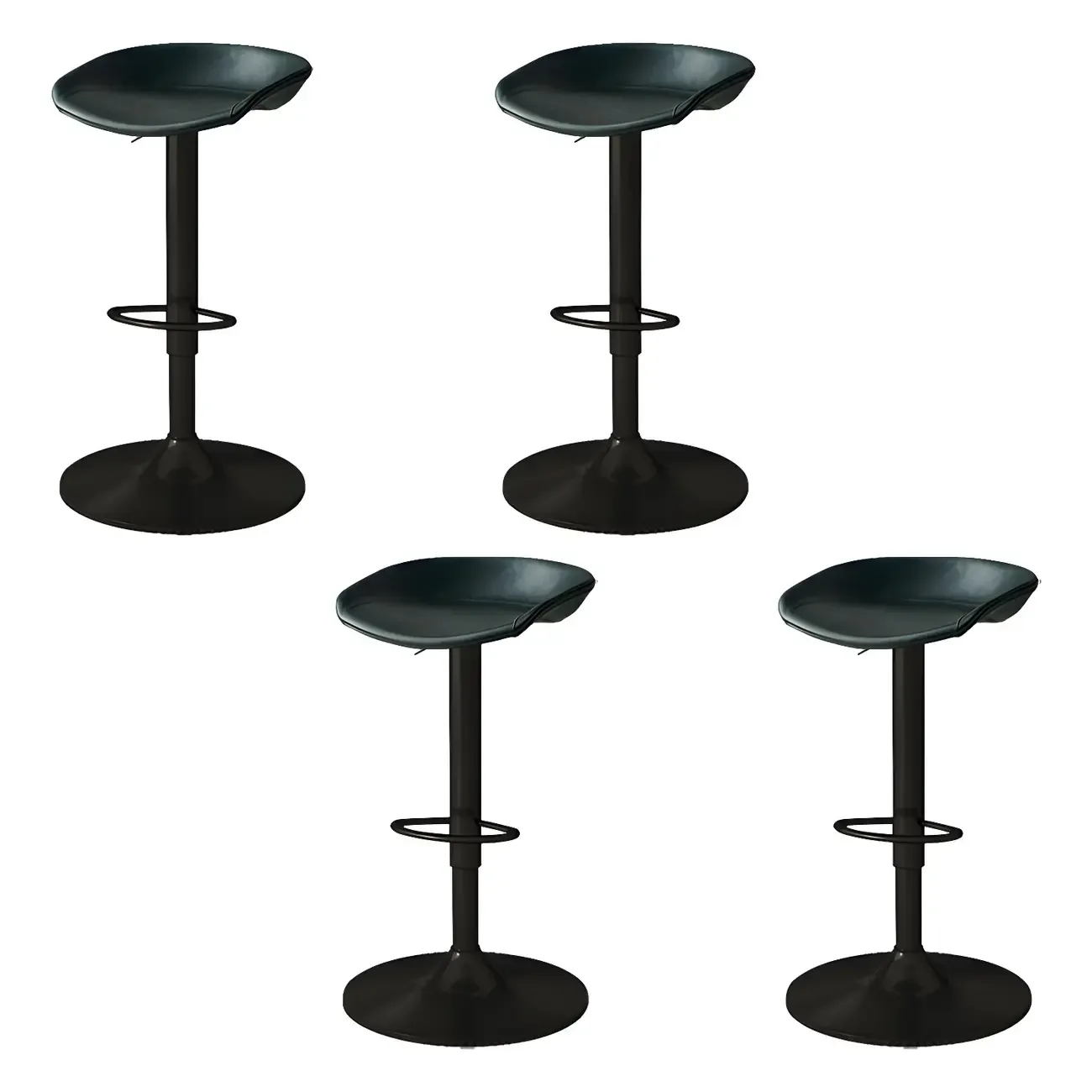 Modern Leather Black Pedestal Swivel Adjustable Bar Stool