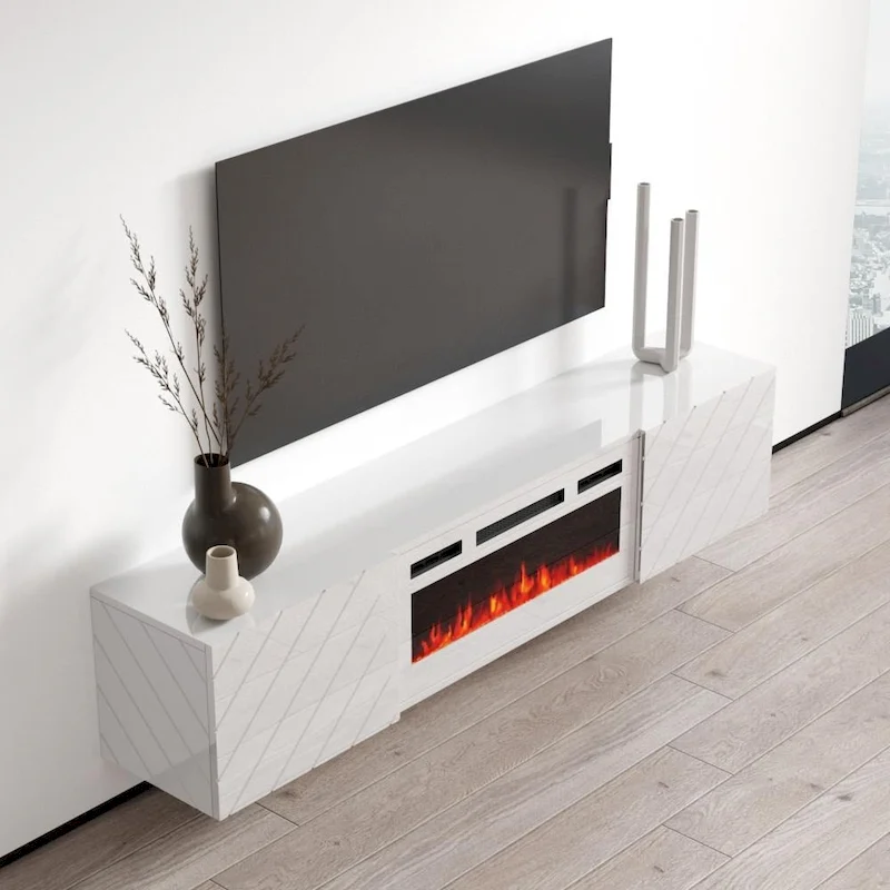 Luxe WH-EF Wall Mounted Electric Fireplace Modern 72 TV Stand