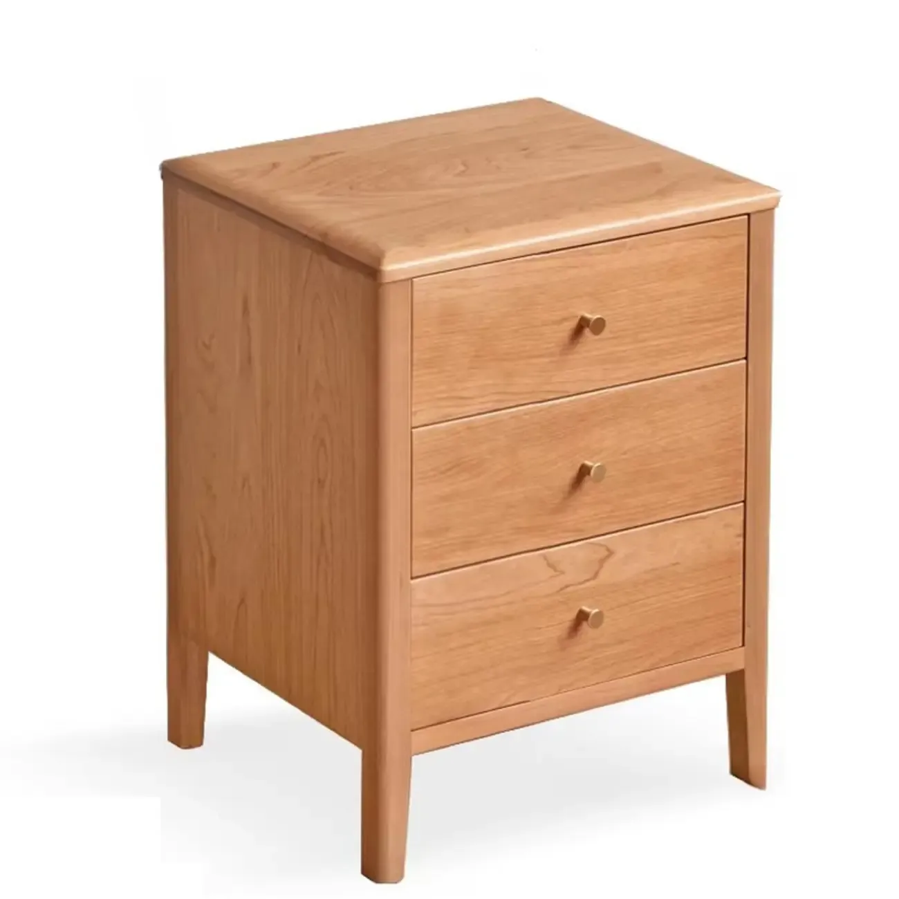Narrow Modern Wooden Nightstand with 3 Drawers