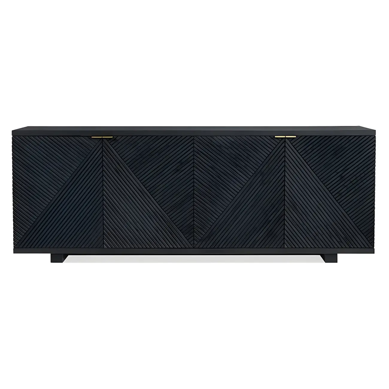 Oriental Black/Walnut Wooden Sideboard with Drawers
