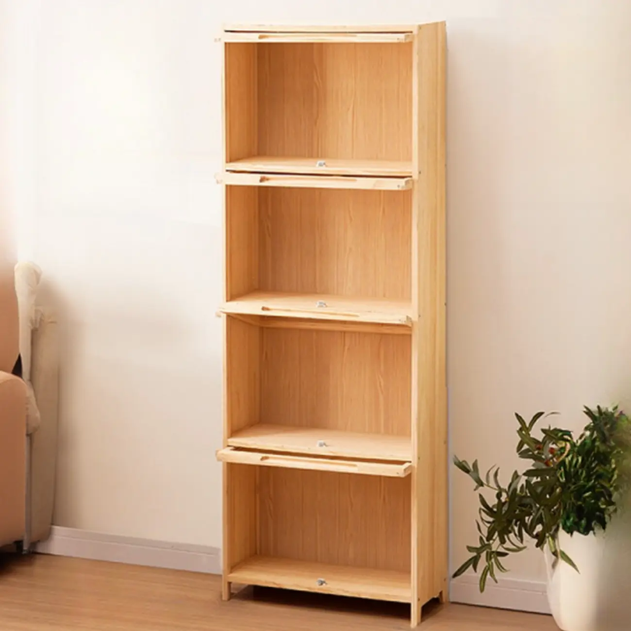 Solid Wood 5-Tier Display Open Shelving Unit Bookcase