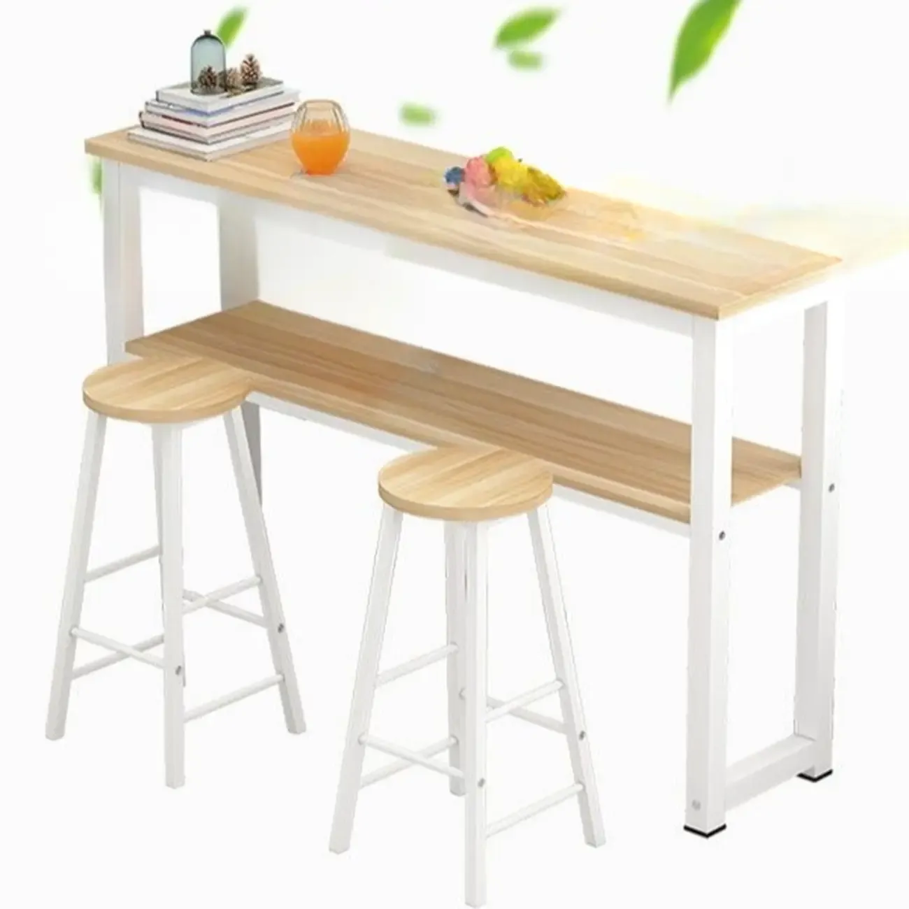 Modern Steel Wood Bar Tables with Shelf