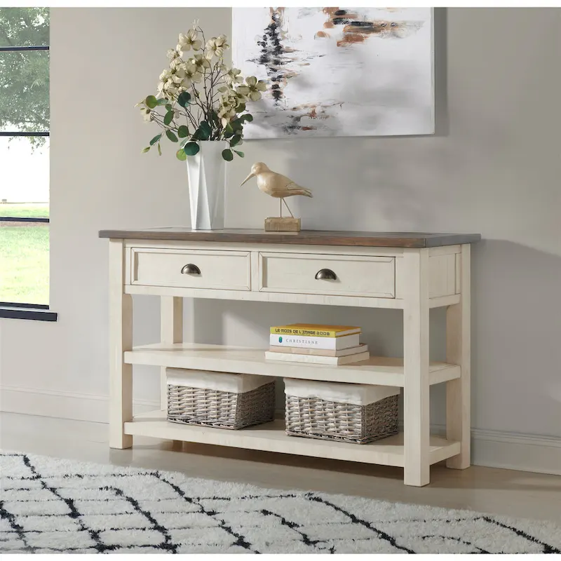 The Gray Barn Downington Solid Wood 2-Drawer Sofa Console Table