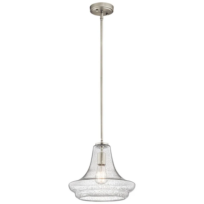 Kichler Lighting Everly Collection 1-light Brushed Nickel Pendant 12.5 inch Diameter