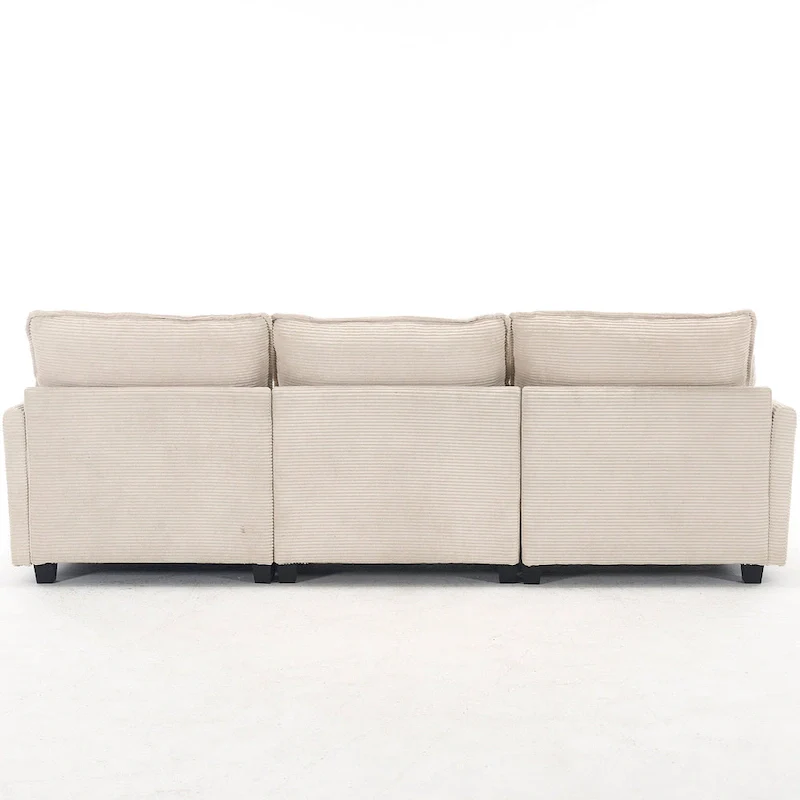 102  Velvet U-Shaped Sectional Sofa with Ottoman & Lumbar Pillows