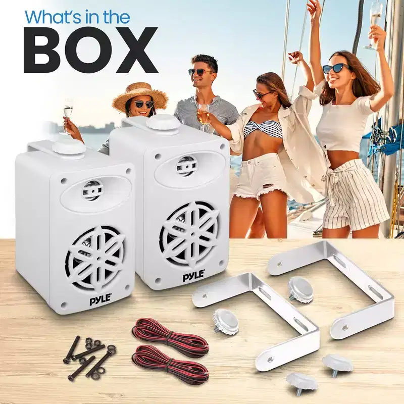 Pyle 3.5 Indoor/Outdoor Waterproof Wall Mount Speakers, 200W, White