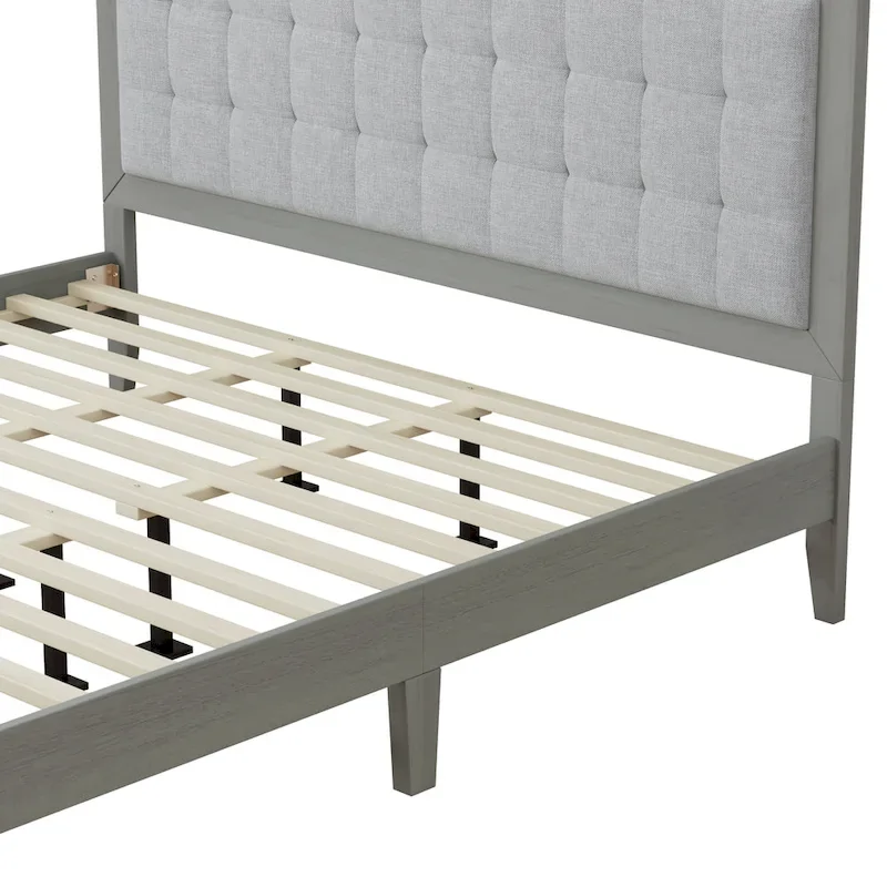 Christopher Knight Home - Emery Mid-Century Panel Bed Frame with Tufted Headboard