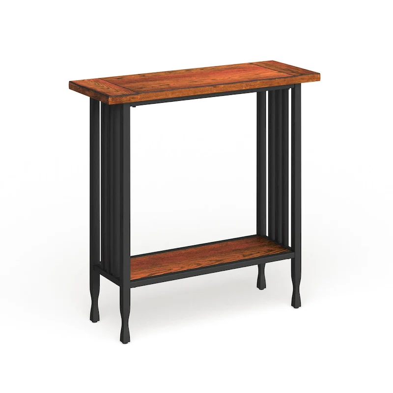 Leick Home Peter Matte Black Slatted Mission Oak Hall Stand