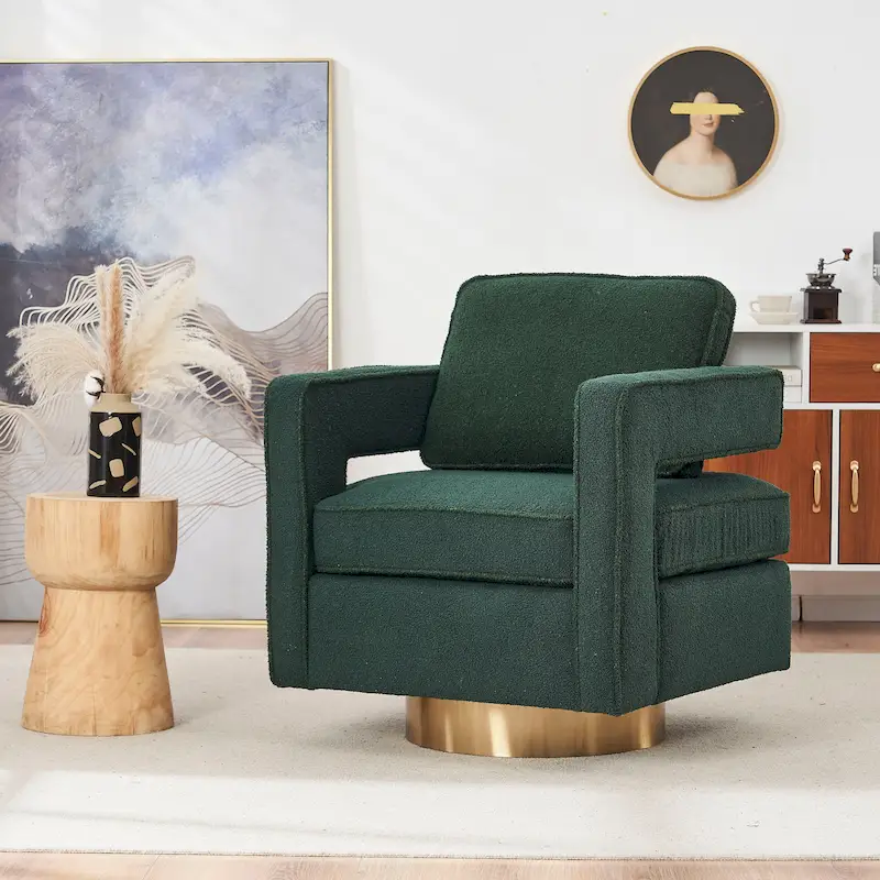 Swivel Barrel Chair — Green / Grey / Orange / White, 1-Seat