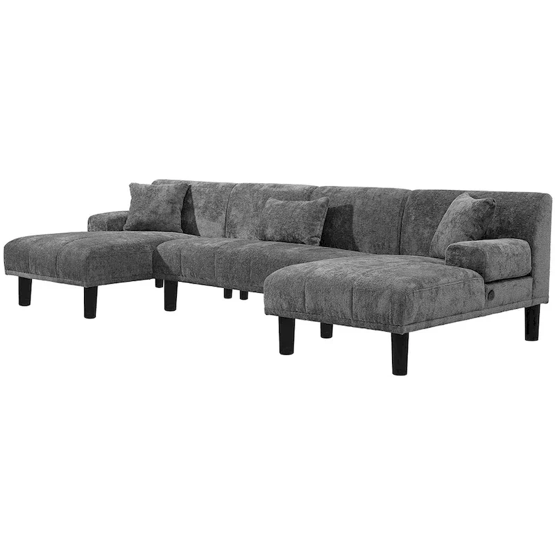 Moasis Sectional Couches U Shaped Sofa Chenille Modern Modular Couch - 45.6W x 106.3L x 26.7H