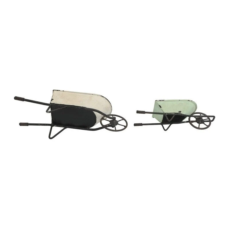 Elina Homestead Tabletop Metal Farmhouse Wheelbarrow Set - 3 H x 9.5 W x 3.5 D