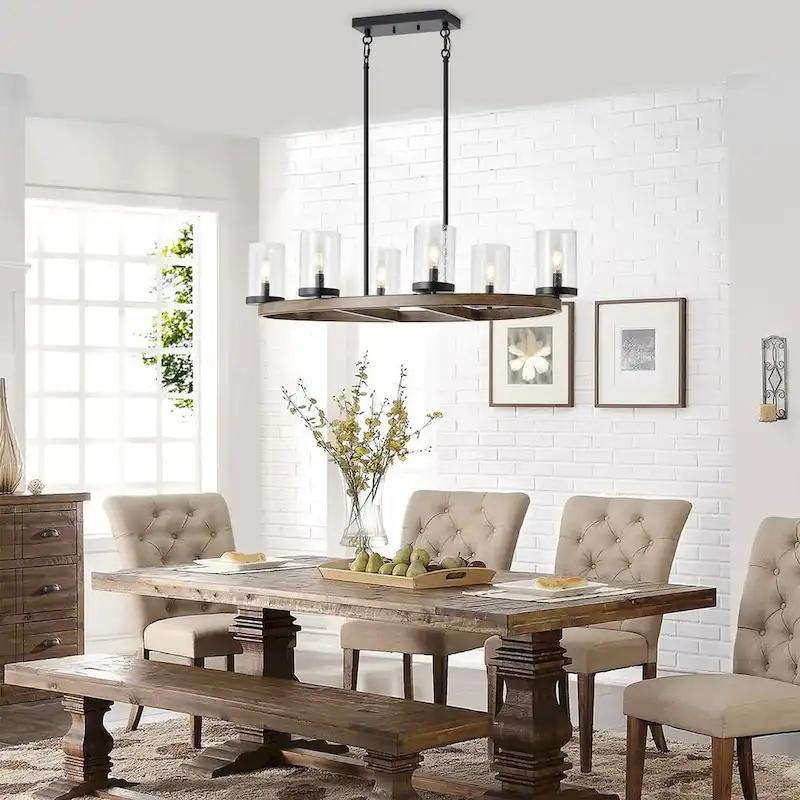 6-Lights Creative Modern Glass Shape Round Dimmable Chandelier - 35.8 D10.2 W72 H (Adjustable)