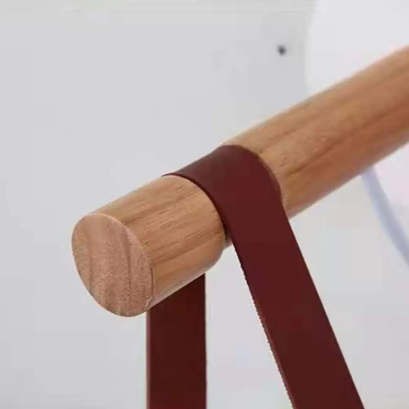 Modern Wall Sconce Wood and Metal with Leather Strap