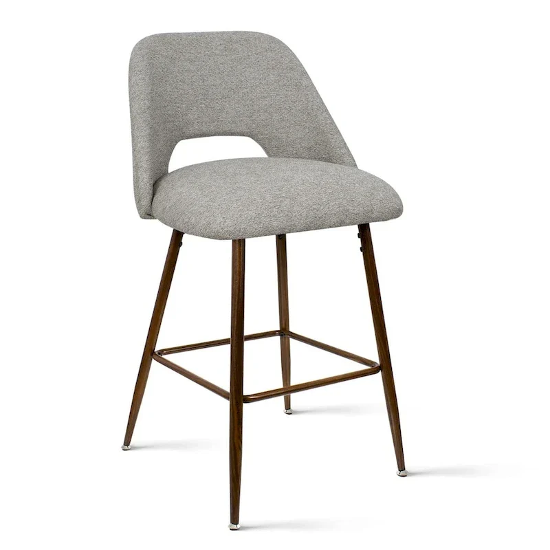 Upholstered Modern Bar Stool Walnut Leg
