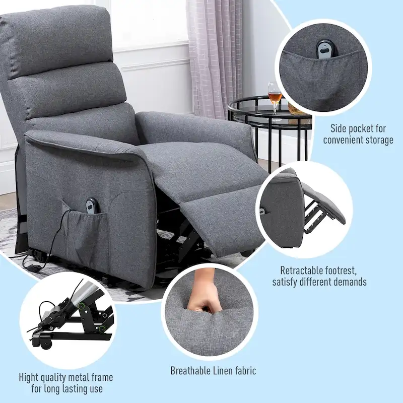 HOMCOM Power Lift Assist Recliner Chair with Remote