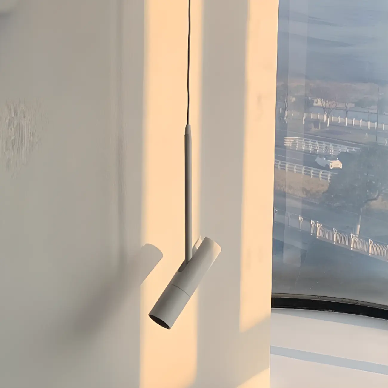 Adjustable Cylindrical Metal Black Hanging Pendant Light