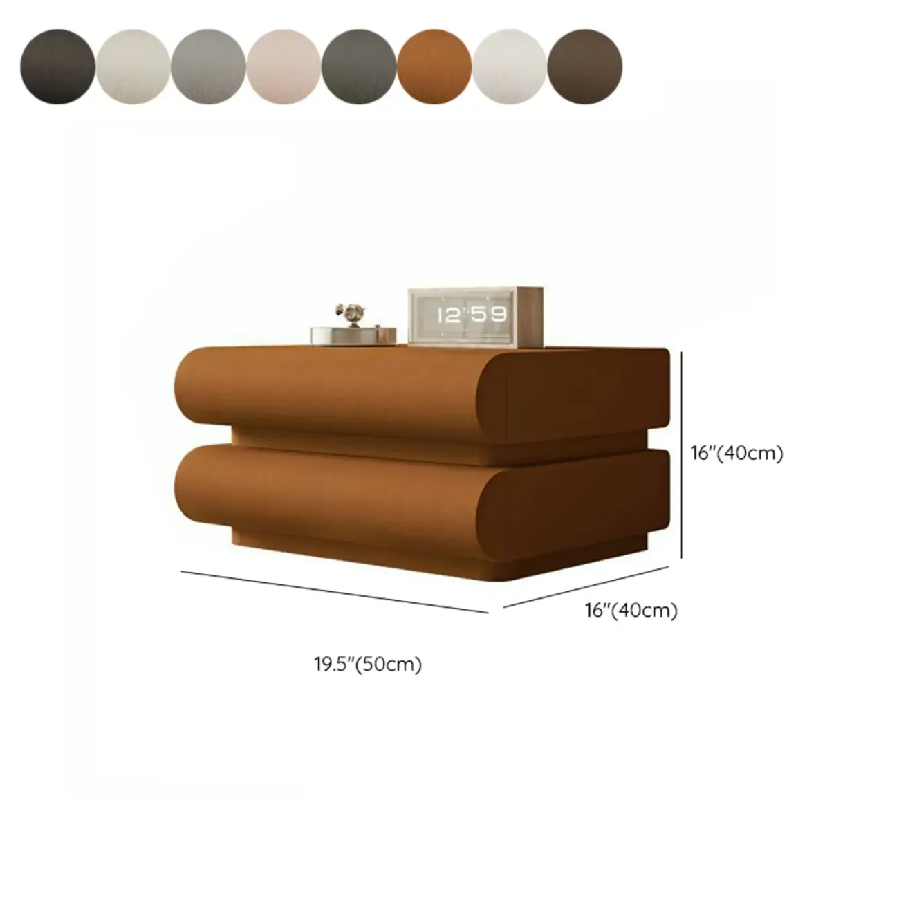 Modern White Pine Wood Leather 2-Drawer Nightstand