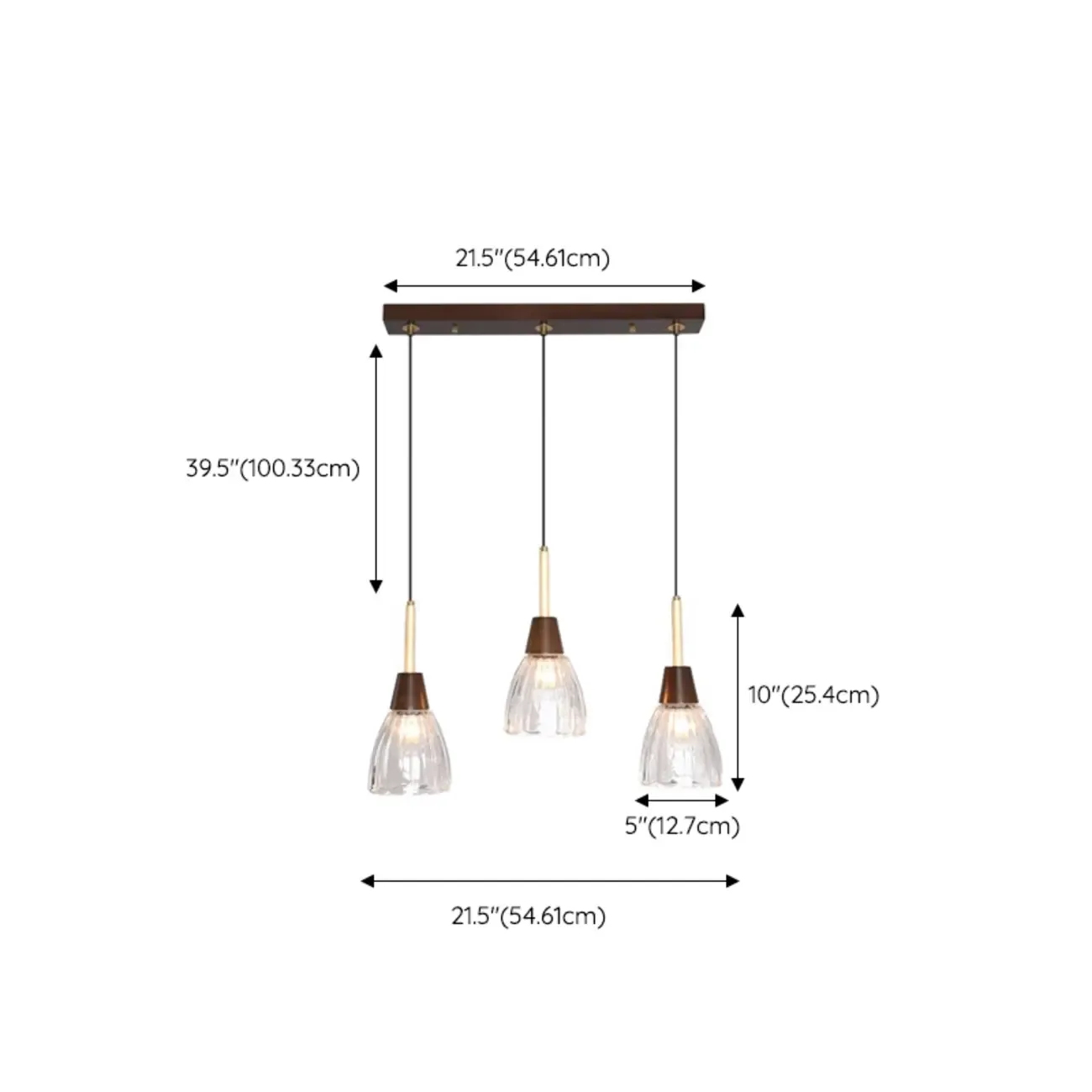 Modern Glass Dome Island Pendant Light in Walnut
