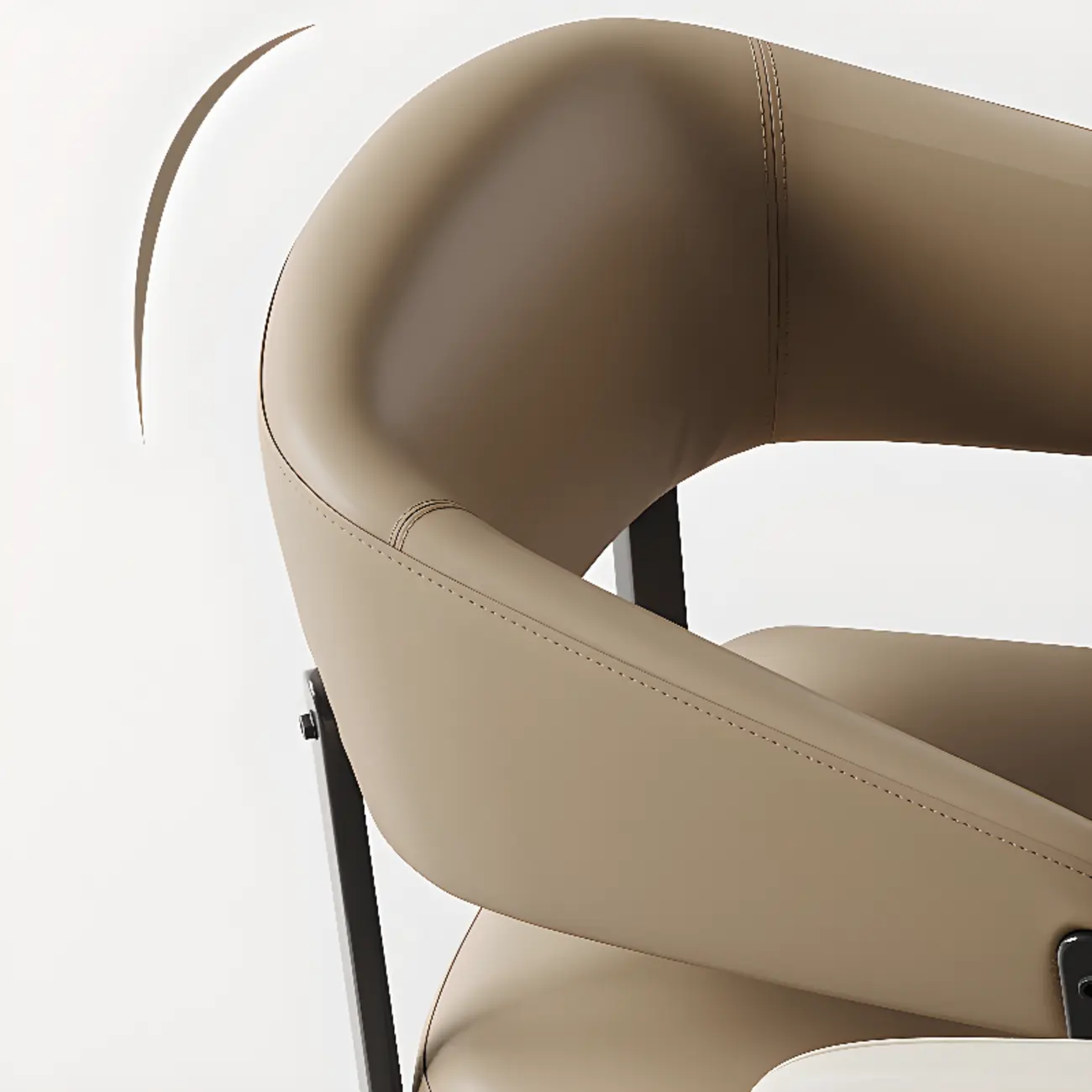 Modern Faux Leather Arm Dining Chair Open Back Alloy Legs