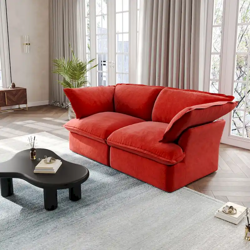 Modular Sectional Sofa Couches, 82.66 Velvet Loveseat Sofa with Ottoman