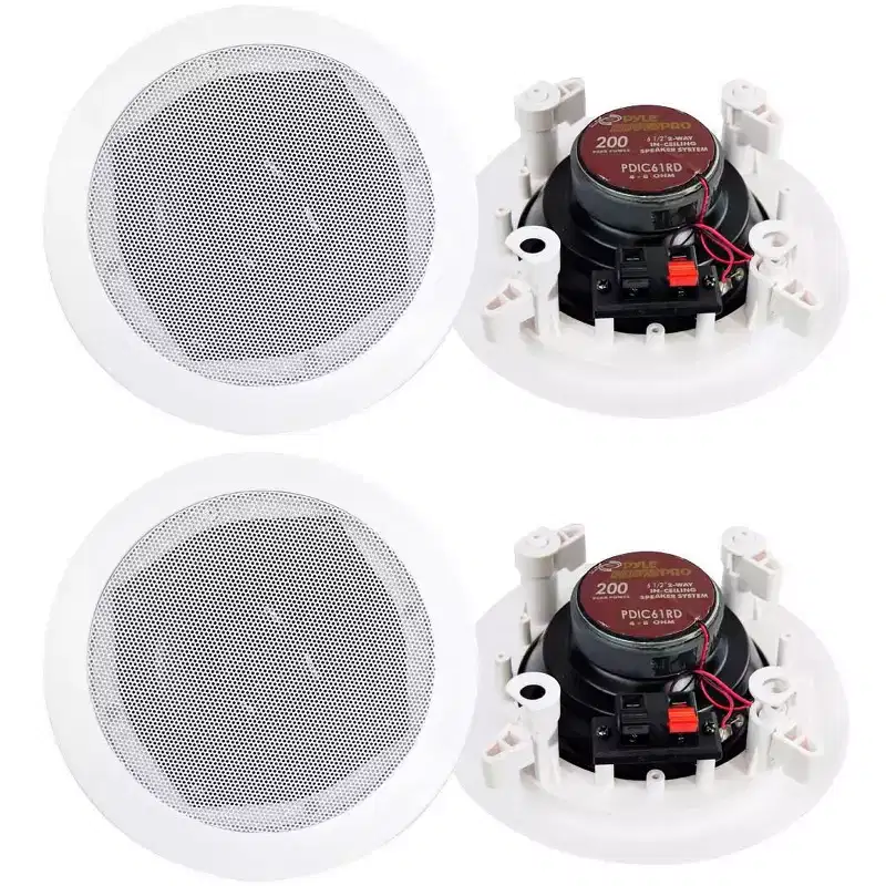 4) New PYLE PRO PDIC61RD 6.5'' White 400W 2-Way In-Ceiling/Wall Speakers System