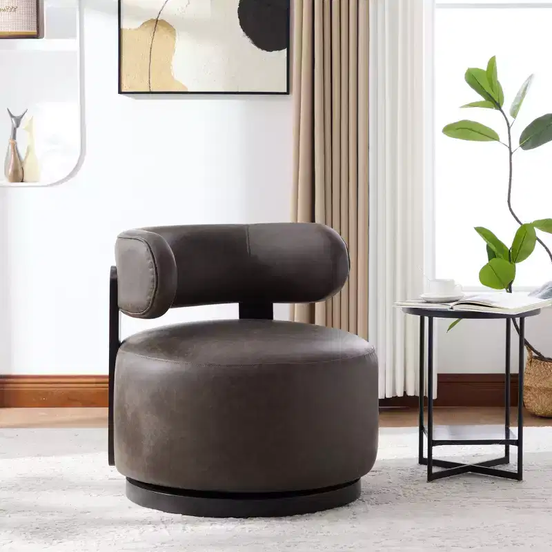 Christopher Knight Home Emile Rubber Wood Faux Leather Upholstered Swivel Club Chair