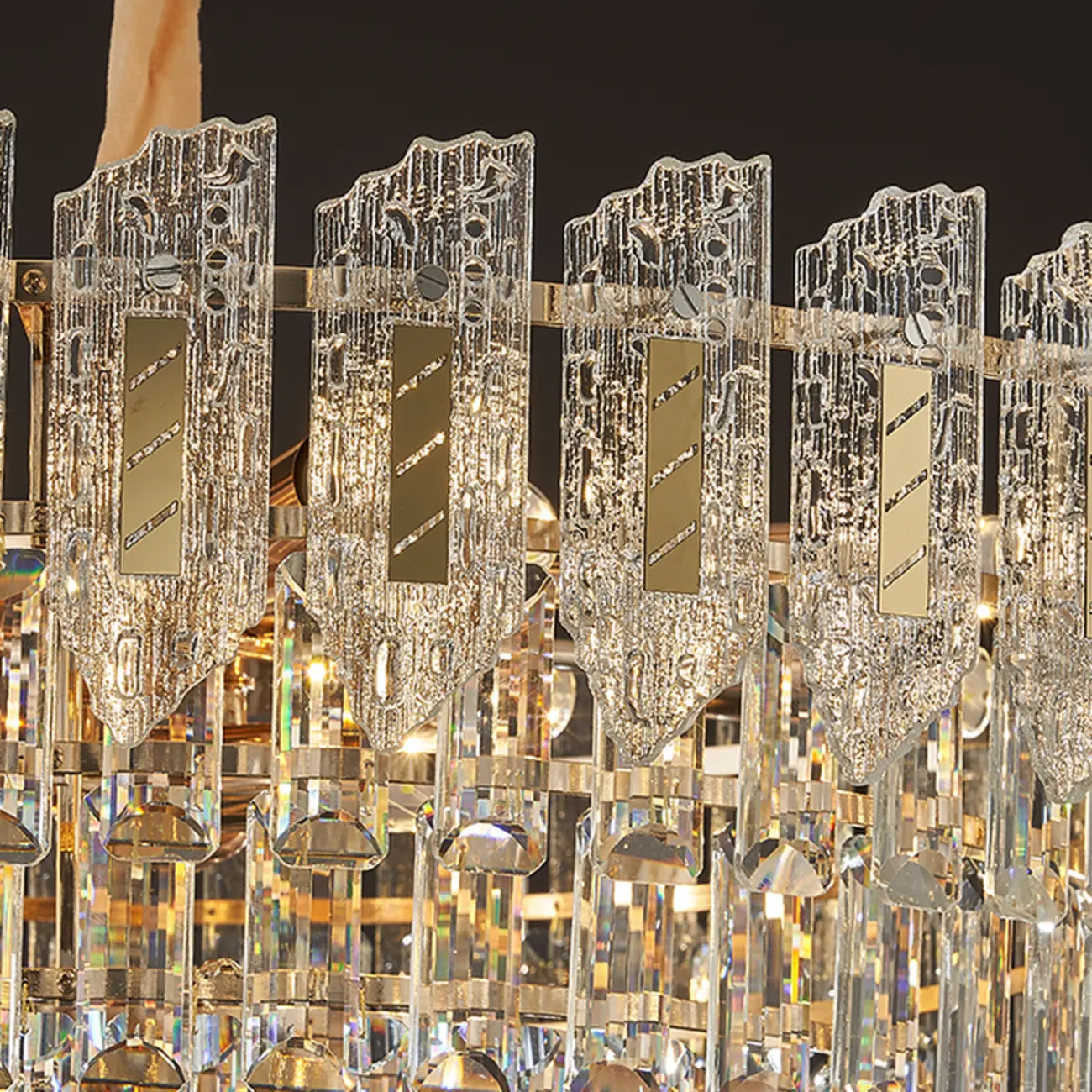 Luxurious 2 Tiers Round Gold Crystal Chandelier