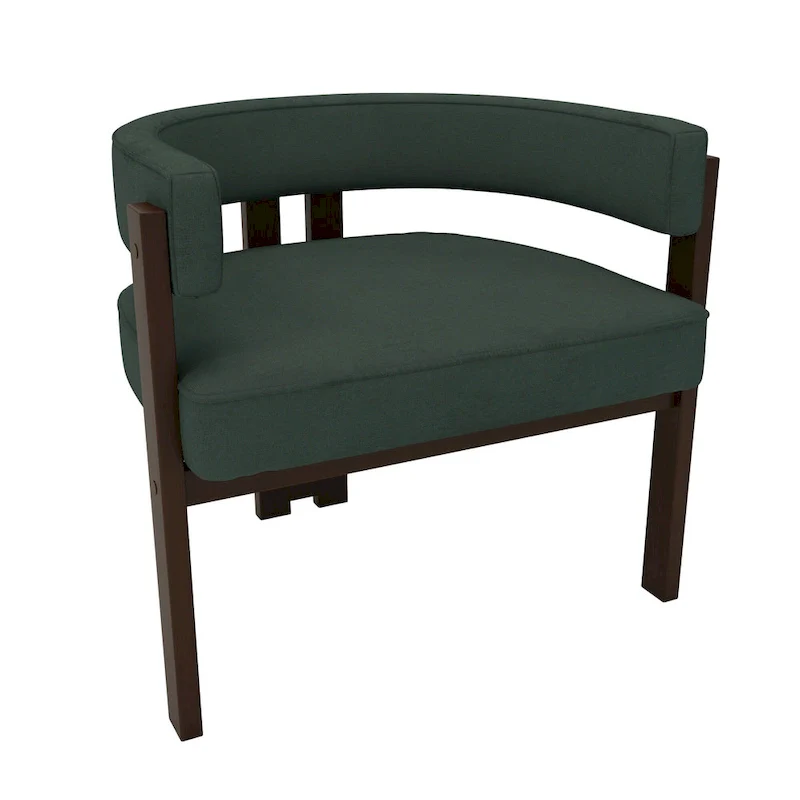 Modern Upholstered Accent Chair with Open Back, Barrel Style