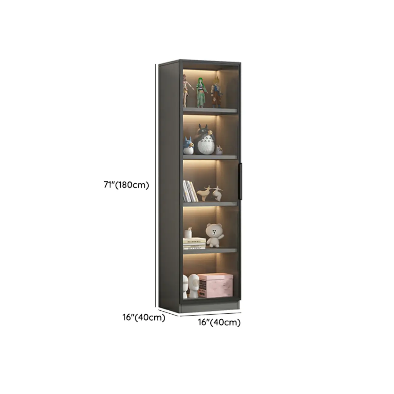 Simple Modern Gray Clear Cover Wooden Display Cabinet