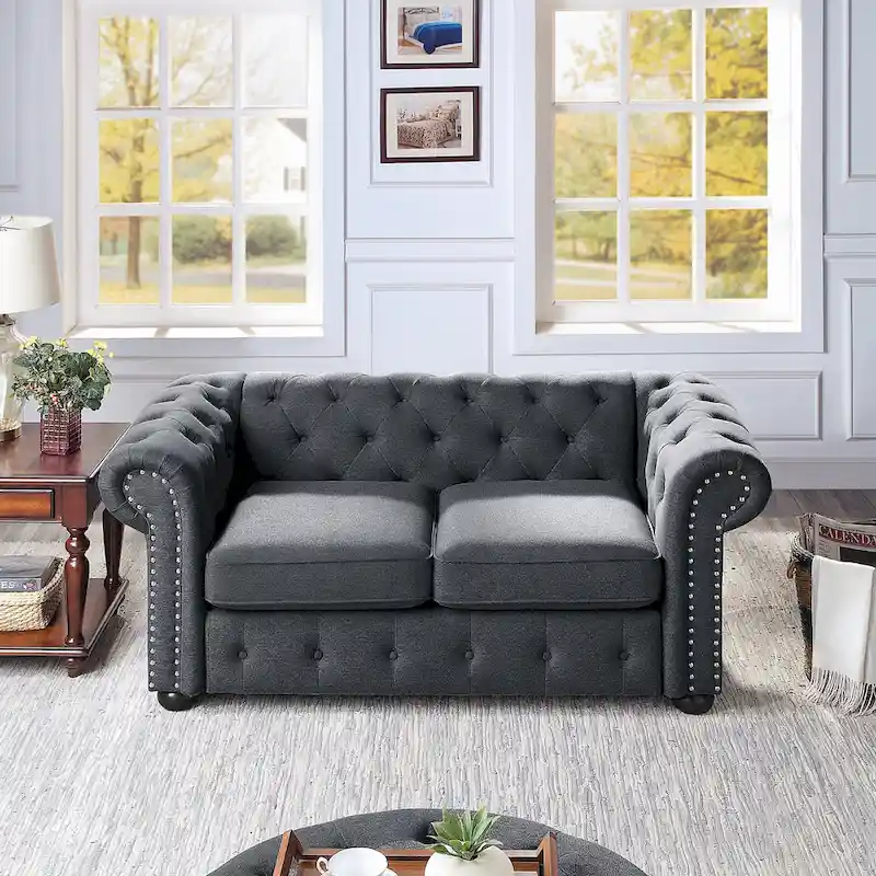 Tufted Chesterfield Loveseat Sofa