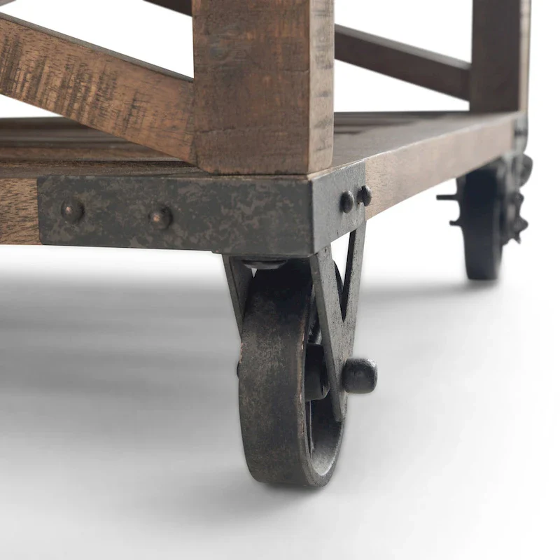 WYNDENHALL Barrie SOLID MANGO WOOD and Metal 32 inch Wide Square Industrial Coffee Table in Distressed Dark Brown - 32 x 32 x 18