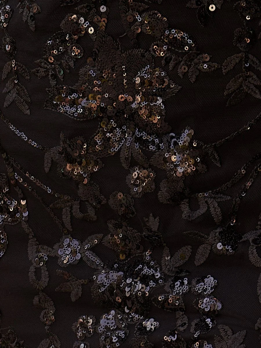 Black Lace Applique High Slit Criss Cross Back Mermaid Prom Dress