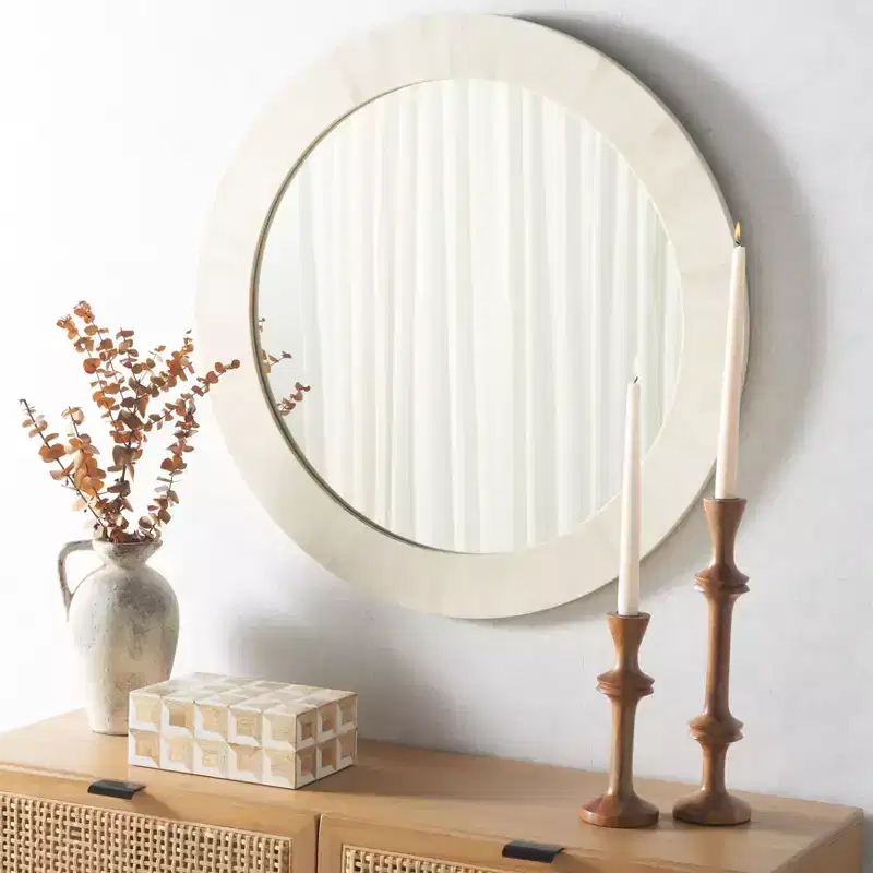 Sabi Mirror - 29.2 x 29.2 - MRR1501 - Antique Ivory/Faux Bone - Safavieh