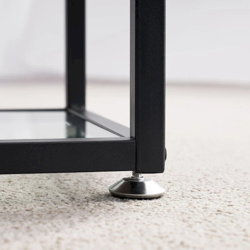 VECELO (Set of 2) Modern 1-Drawer Nightstand with 2-tier Glass Shelves