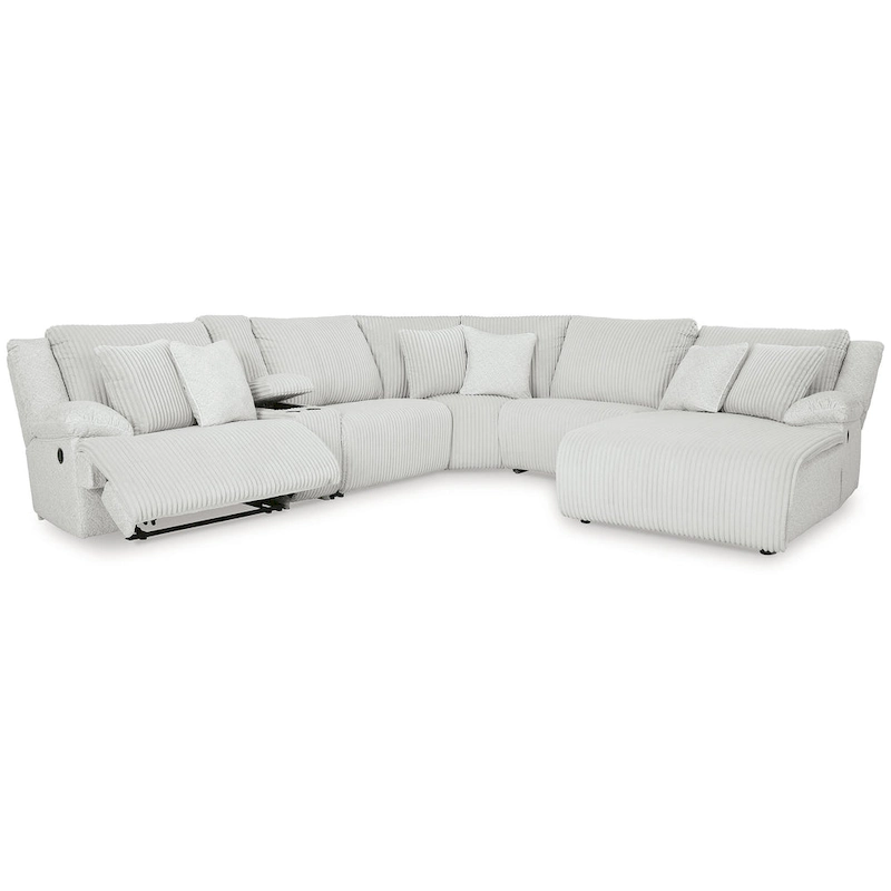Signature Design by Ashley Top Tier Light Gray 6-Piece Reclining Sectional with Chaise - 149.5W x 132.5D x 40H