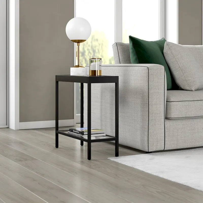 Bronze Rectangular Glass Side Table 24 Inch