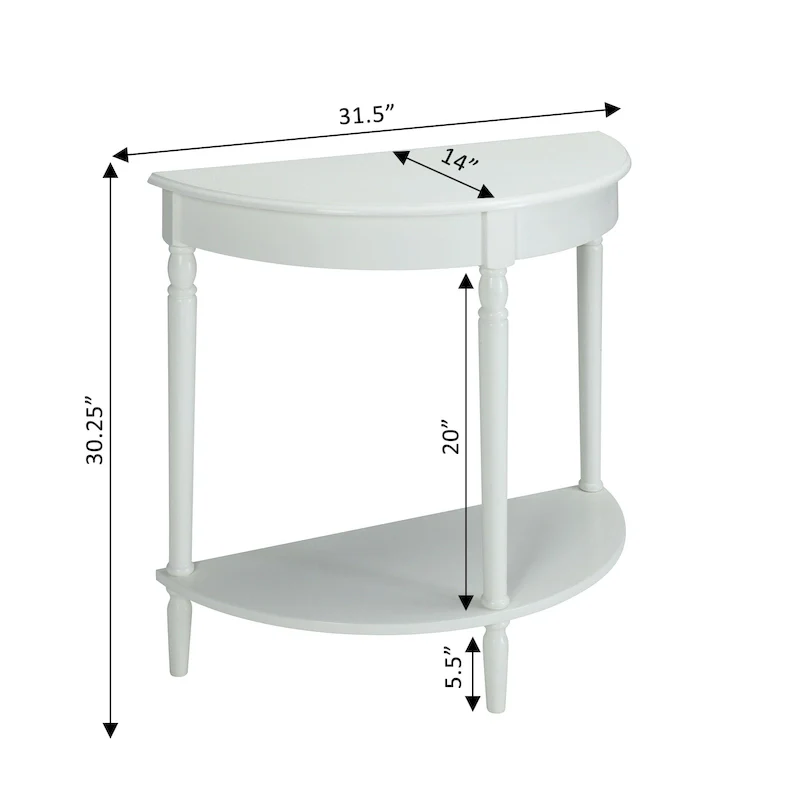 Convenience Concepts French Country Half-Round Entryway Table with Shelf