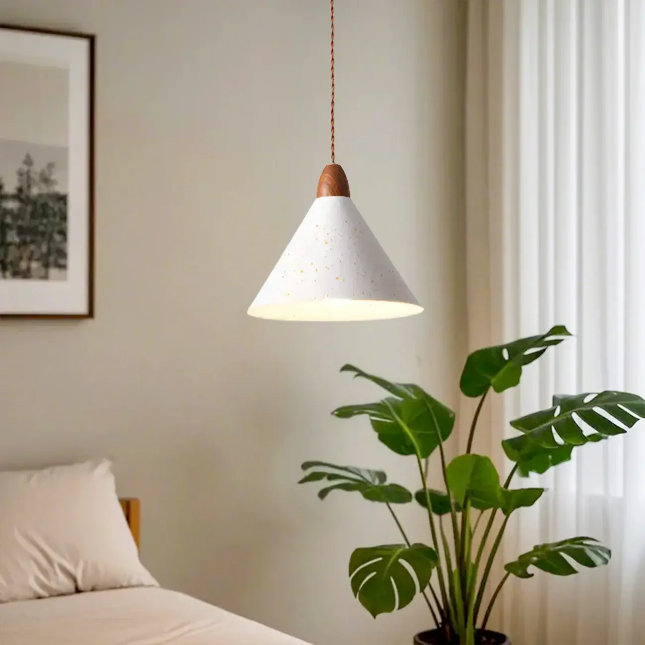 Modern White Iron Cone Pendant Lamp for Living Room