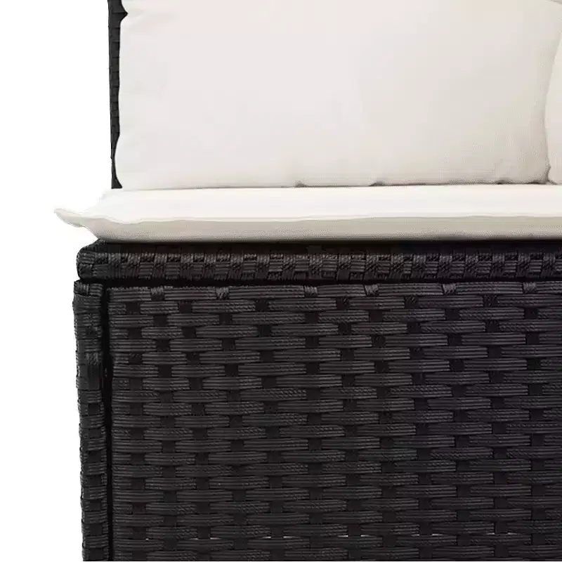 vidaXL 7 Piece Patio Sofa Set with Cushions Poly Rattan - With Table Black and Cream