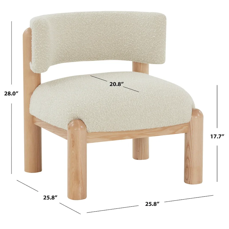 SAFAVIEH Couture Dineke Faux Shearling Accent Chair - 26 In. W x 26 In. D x 28 In. H - 26Wx26Dx28H