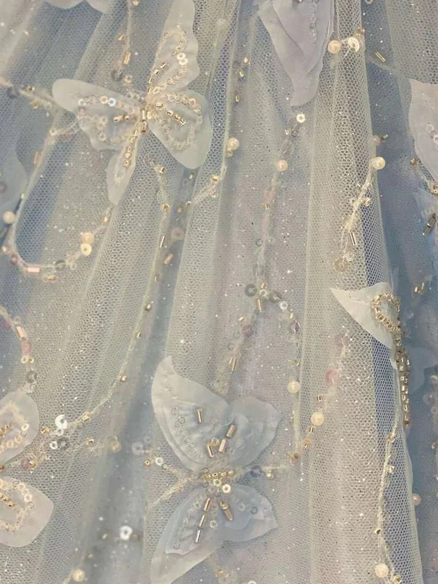 A Line Off the Shoulder Satin Lace Prom Dress