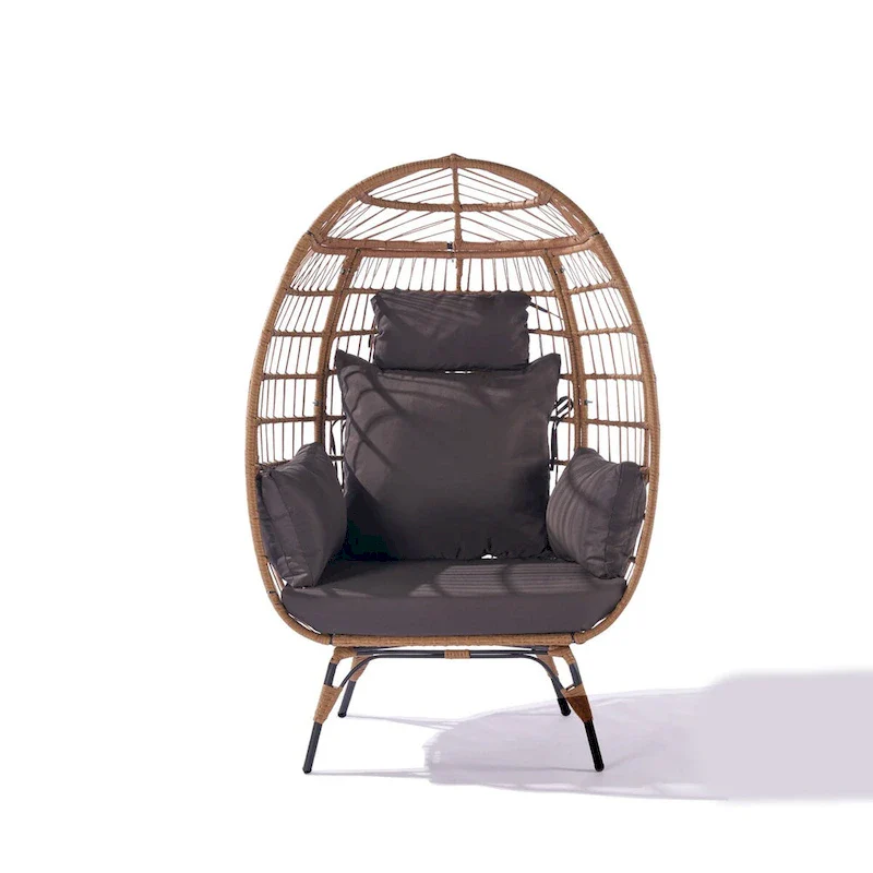 Steel Frame Wicker Egg Chair Max 440lb Capacity